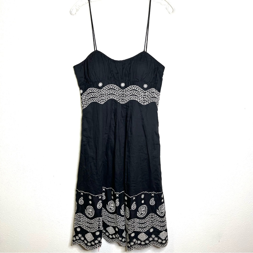 Y2K vintage Eliza J Black and White sundress embroidered empire waist dress  10 - Picture 5 of 8